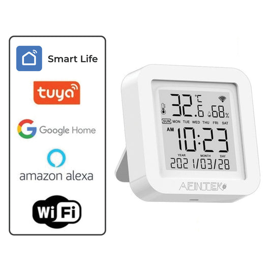AFINTEK Smart Life WiFi Thermometer / Hygrometer Inclusief Datum & Tijd - Batterij Versie