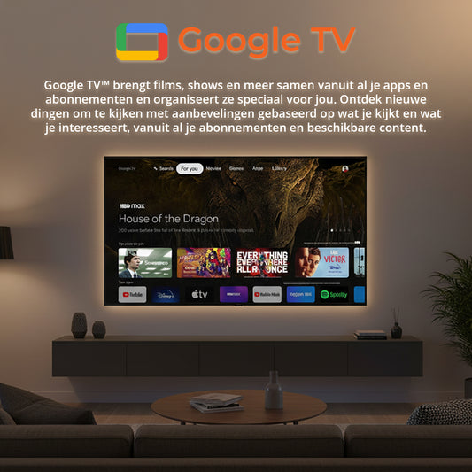 DColor GD2 4K Android Chromecast met Google TV - 2GB RAM 32GB Opslag (Wit)