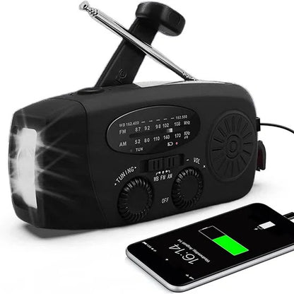AFINTEK Noodradio - Kampeer radio - Powerbank - Zaklamp - Zwart