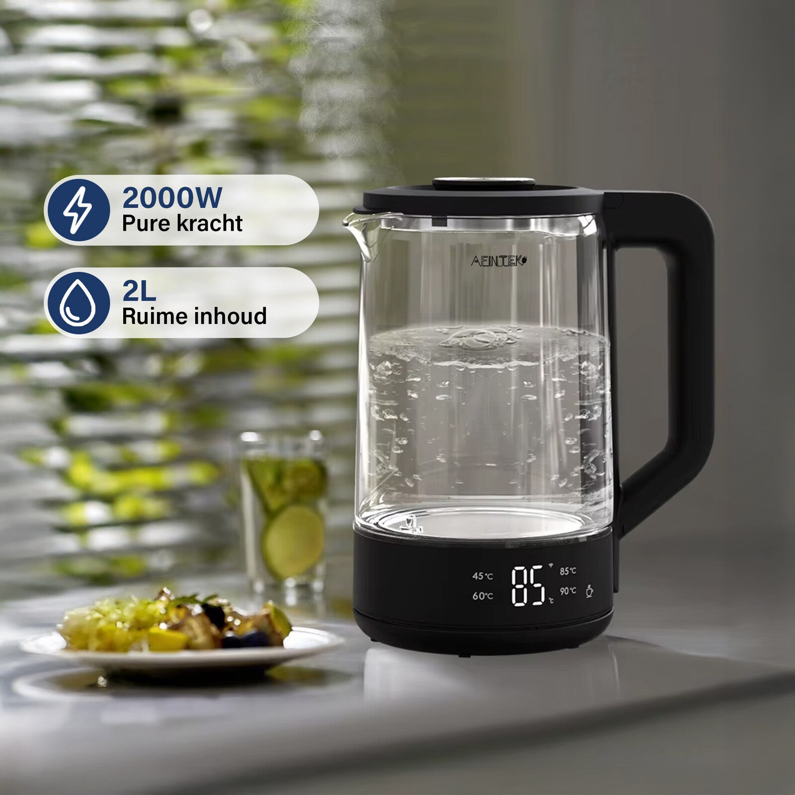 AFINTEK Smart Waterkoker 2L – Temperatuurregeling & App - 2000W