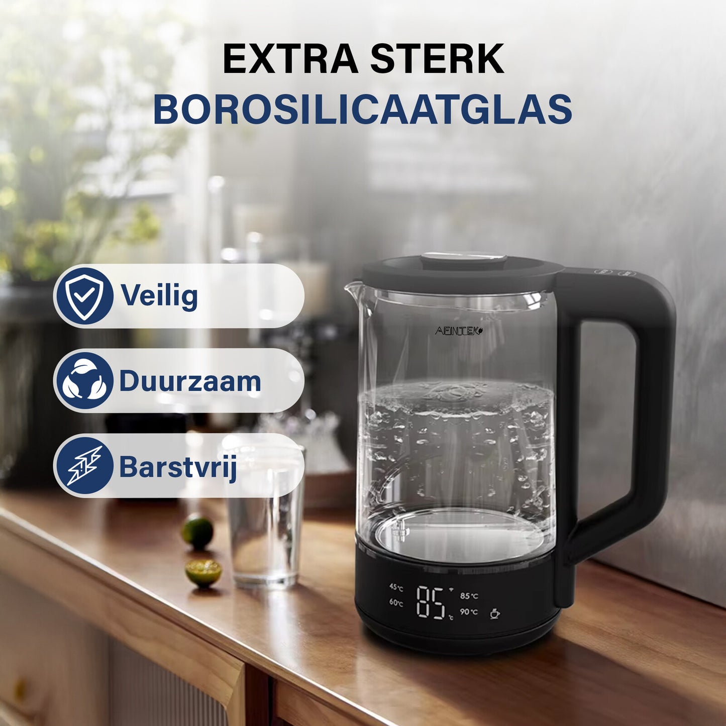 AFINTEK Smart Waterkoker 2L – Temperatuurregeling & App - 2000W