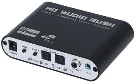 Digital Audio Converter (DAC) Toslink/coax naar RCA / Tulp - met Dolby Digital ondersteuning