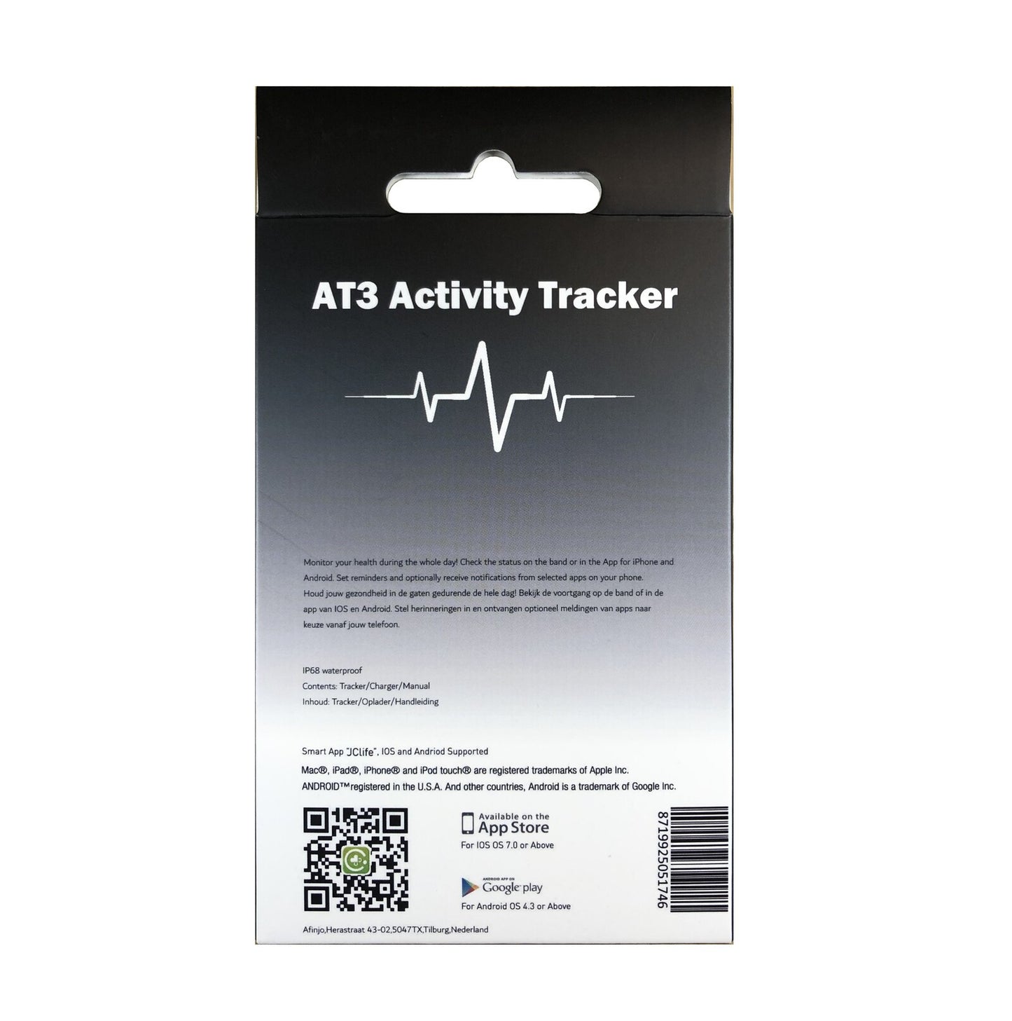 AT3 Activity Tracker |  Hartslag - Notificaties - Stappenteller