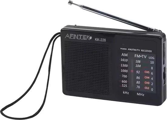 AFINTEK Mini Noodradio op batterijen (AA) - Zwart