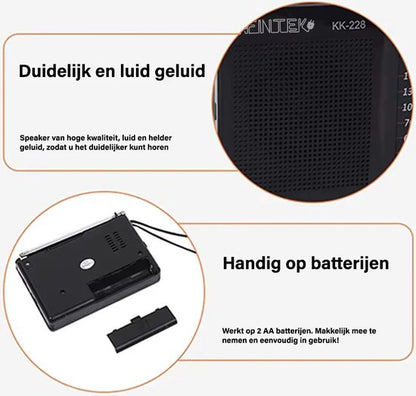 AFINTEK Mini Noodradio op batterijen (AA) - Zwart