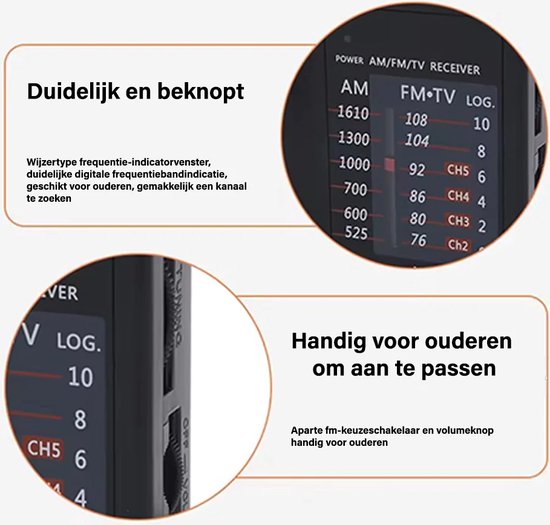 AFINTEK Mini Noodradio op batterijen (AA) - Zwart
