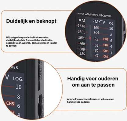 AFINTEK Mini Noodradio op batterijen (AA) - Zwart