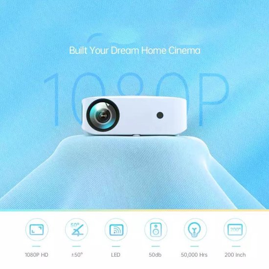 AFINTEK X01 Native Full HD Beamer - WiFi & Miracast - 4D Keystone - Wit