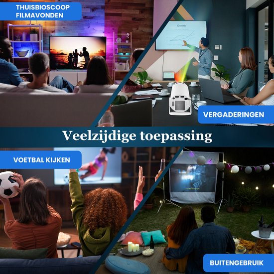 AFINTEK Smart Mini HD Beamer - 4K Ondersteuning - Android 11 - Automatische Beeldcorrectie