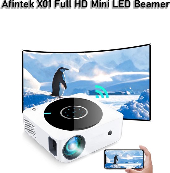 AFINTEK X01 Native Full HD Beamer - WiFi & Miracast - 4D Keystone - Wit