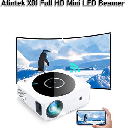 AFINTEK X01 Native Full HD Beamer - WiFi & Miracast - 4D Keystone - Wit