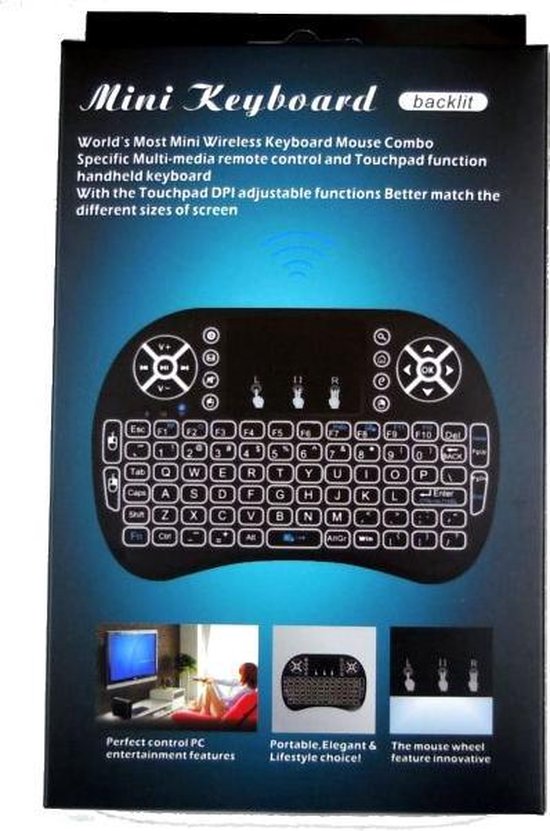 AFINTEK i8 Mini Draadloos Toetsenbord met Touchpad en Verlichting