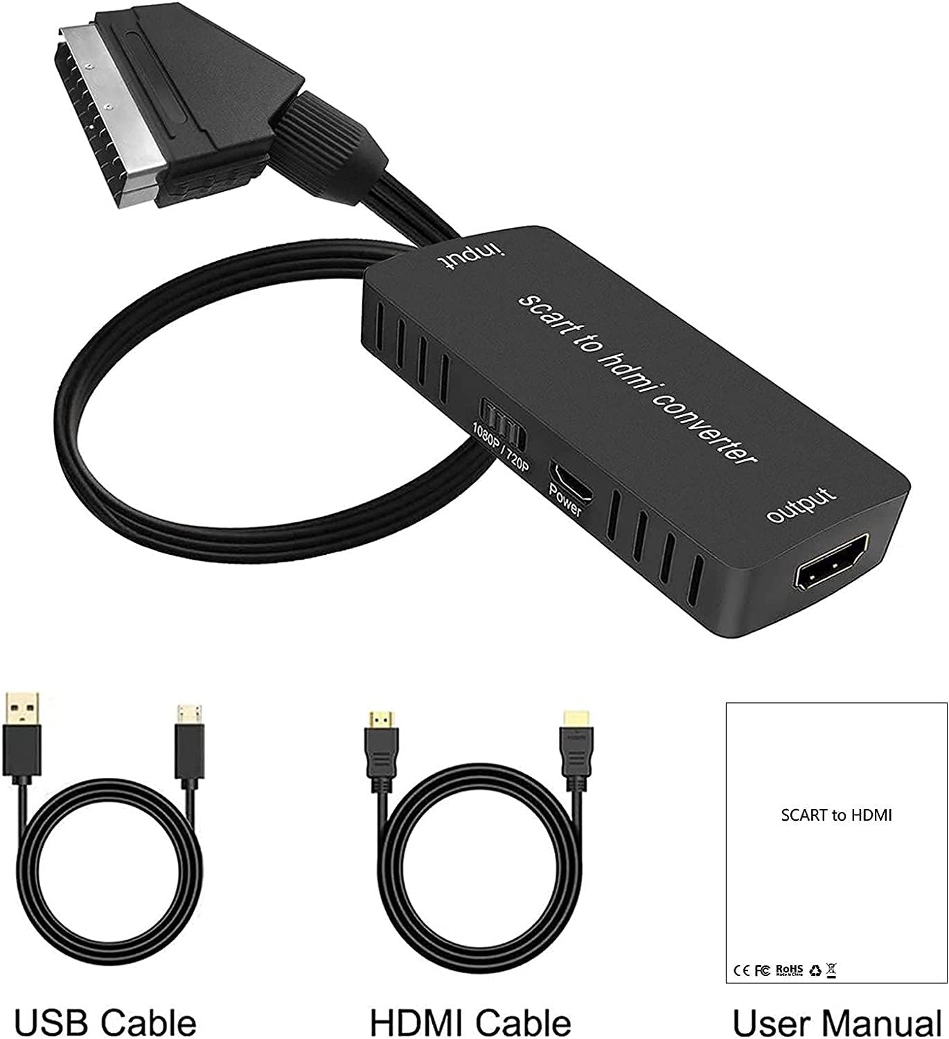 AFINTEK SCART Naar HDMI Adapter - Video Adapter - Inclusief SCART Kabel