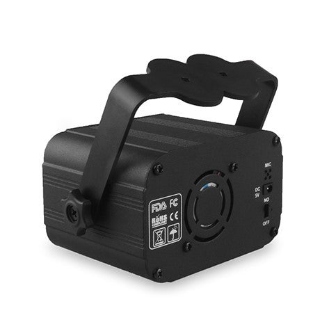 AFINTEK Mini Stage Laser Rood, Groen & Blauw - Mobiel - Met Batterij - Inclusief Afstandsbediening - 128 Patronen - Zwart