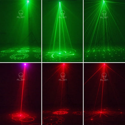 AFINTEK Mini Stage Laser Rood, Groen & Blauw - Mobiel - Met Batterij - Inclusief Afstandsbediening - 128 Patronen - Zwart