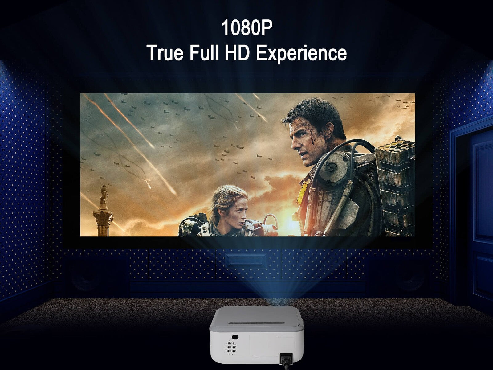 MeCool KP1 Android TV 11 1080P Mini Beamer - ViaPlay, ZiggoGo TV, Netflix 4K, Disney+ etc. - 4D Keystone - 14000 Lumens