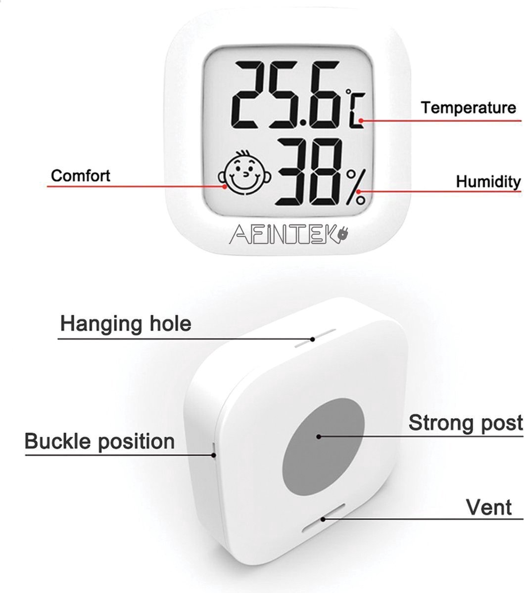 AFINTEK Thermometer & Hygrometer - Temperatuur en Luchtvochtigheid Meten