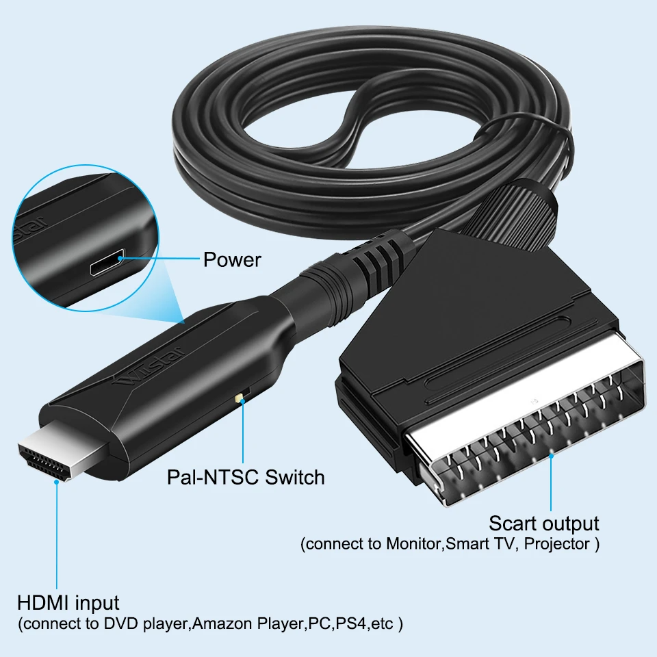 AFINTEK HDMI Naar SCART Kabel - Inclusief Adapter - 100CM