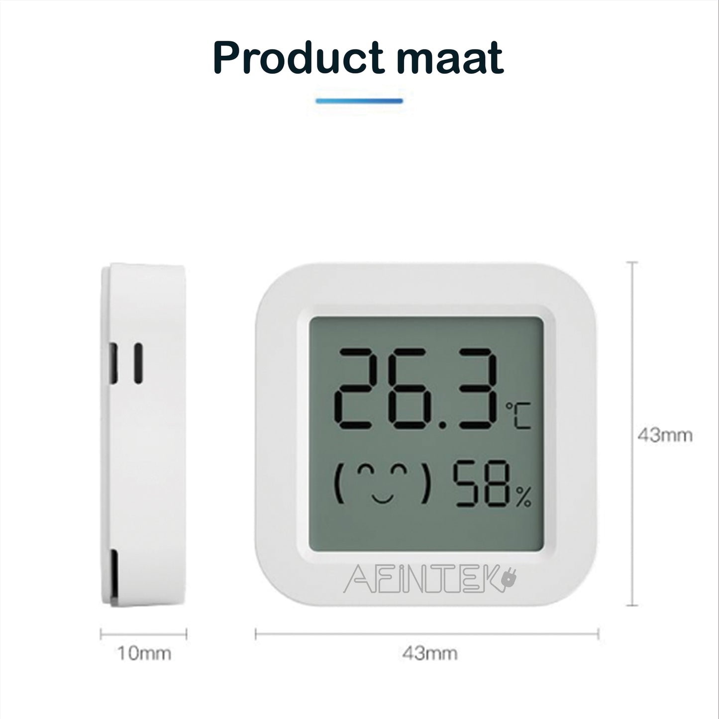AFINTEK Smart Life Mini Bluetooth Thermometer & Hygrometer - Inclusief Batterij