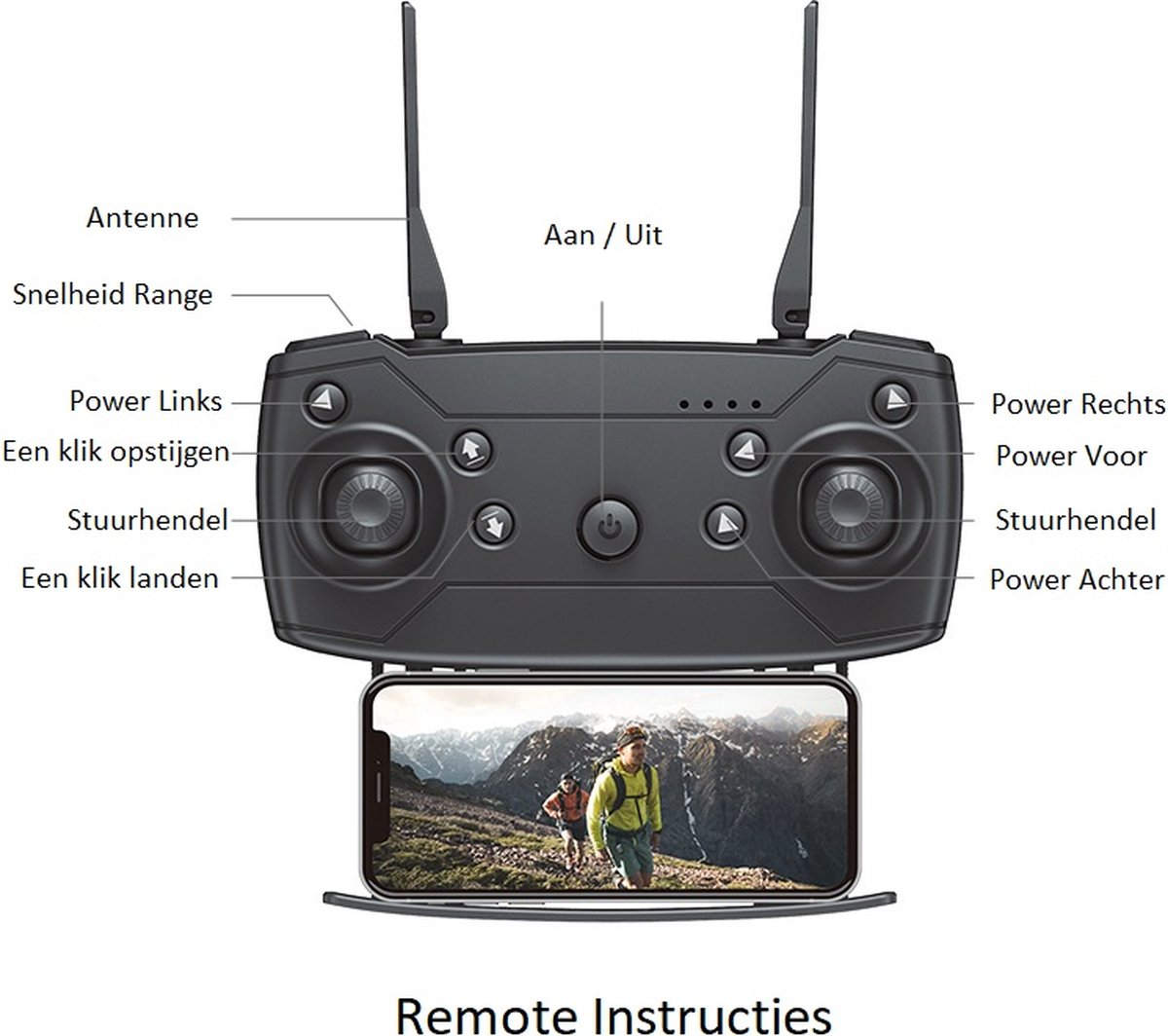 Quad Drone met camera en opbergtas - full HD - met 3 accu's