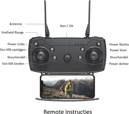 Quad Drone met camera en opbergtas - full HD - met 3 accu's