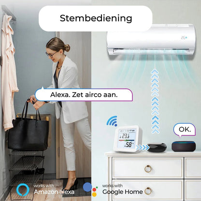 AFINTEK Smart Life Thermometer & Hygrometer - WiFi - Achtergrondverlichting - Batterij Versie (TH03)