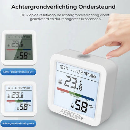 AFINTEK Smart Life Thermometer & Hygrometer - WiFi - Achtergrondverlichting - Batterij Versie (TH03)