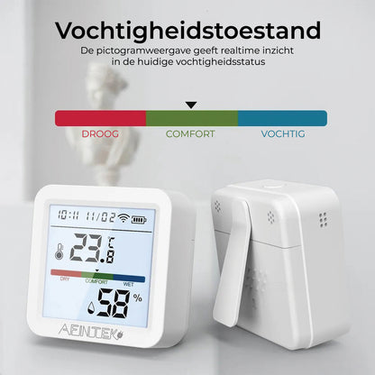 AFINTEK Smart Life Thermometer & Hygrometer - WiFi - Achtergrondverlichting - Batterij Versie (TH03)