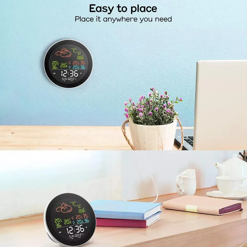 AFINTEK Smart Life Weerstation SWS1 - Slim Weerstation - App - Datum - Tijd - Temperatuur - Luchtvochtigheid - 1 Buitensensor