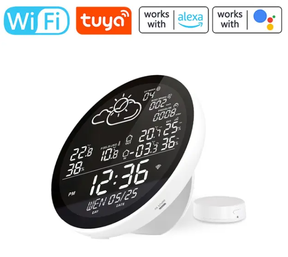 AFINTEK Smart Life Weerstation SWS1 - Slim Weerstation - App - Datum - Tijd - Temperatuur - Luchtvochtigheid - 1 Buitensensor