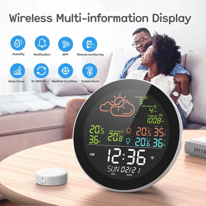 AFINTEK Smart Life Weerstation SWS1 - Slim Weerstation - App - Datum - Tijd - Temperatuur - Luchtvochtigheid - 1 Buitensensor