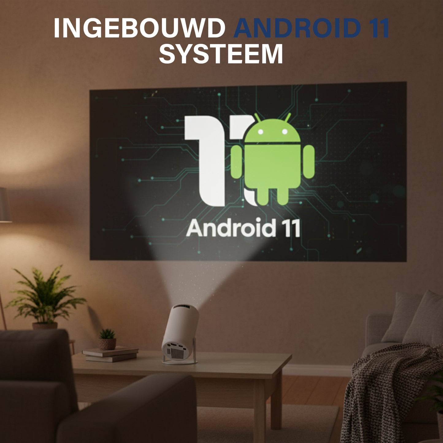 AFINTEK Smart Mini HD Beamer - 4K Ondersteuning - Android 11 - Automatische Beeldcorrectie