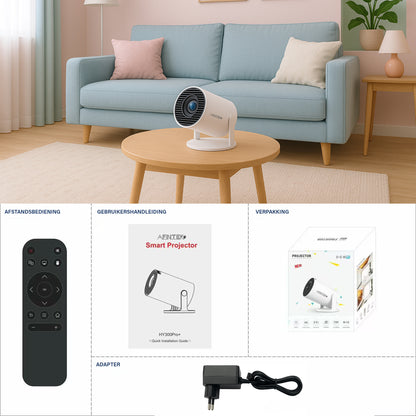 AFINTEK Smart Mini HD Beamer - 4K Ondersteuning - Android 11 - Automatische Beeldcorrectie