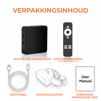 DColor GD2 4K Android Chromecast met Google TV - 2GB RAM 32GB Opslag (Wit)